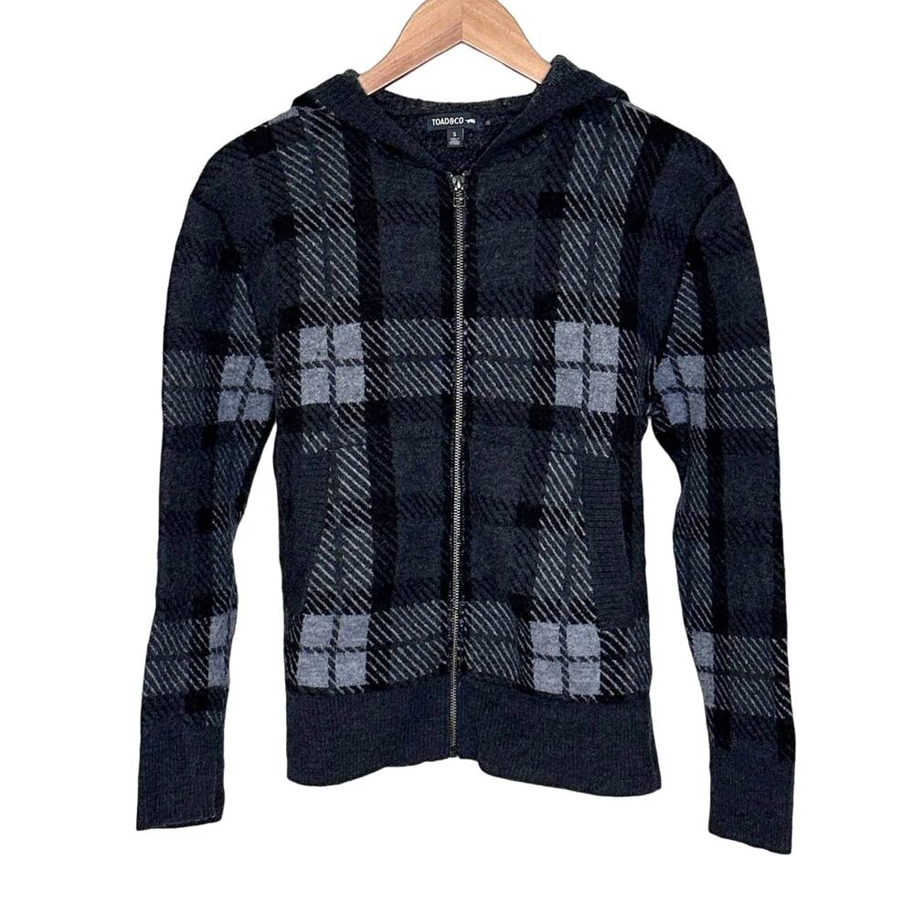 Toad & Co Heartfelt Plaid Zip Wool Sweater size small - Picture 3 of 10